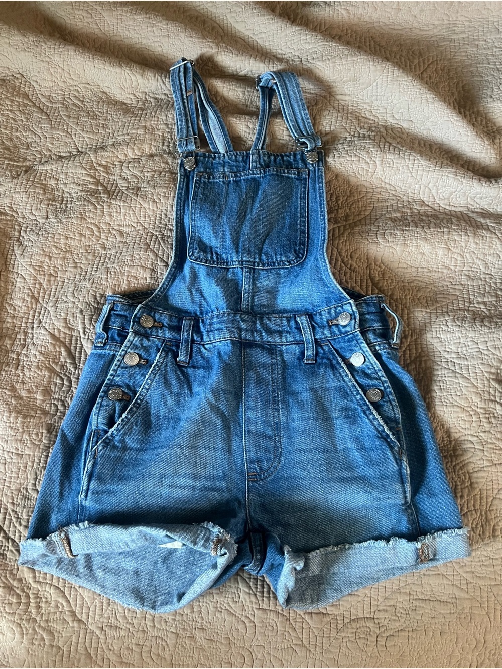 Madewell Light Blue Denim Short Overalls XXS